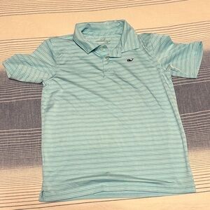 Vineyard Vines Boys Light Blue Striped Performance Polo Shirt
